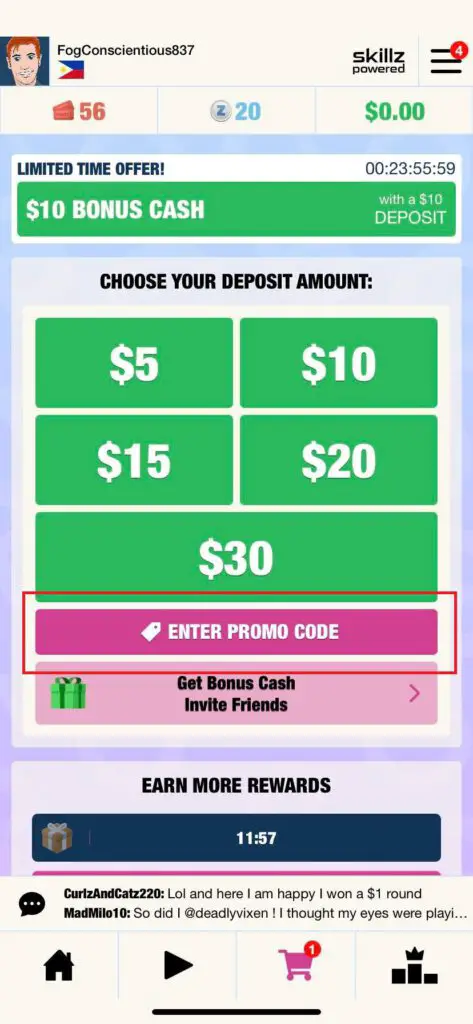Enter Skillz Promo Code For Bonus Cash